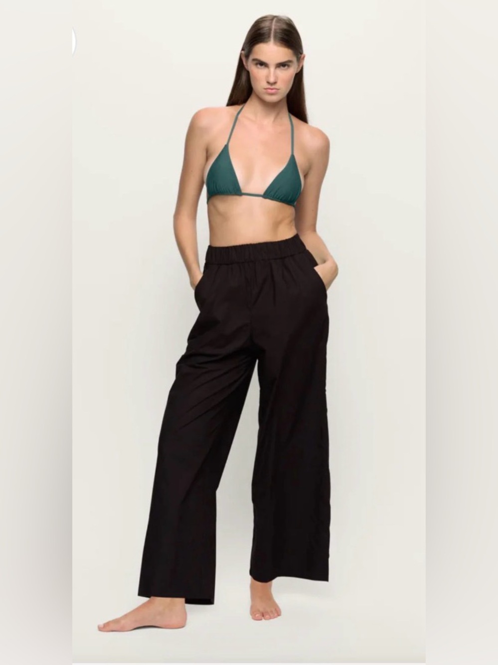Mikoh Triana Wide Leg Cotton Poplin Pants Black NWT Size 0 XS